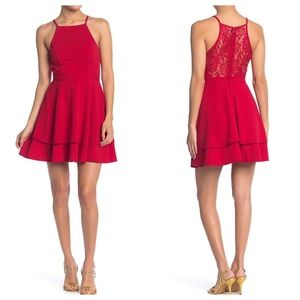 NWT ROW A Lace Sequin Back Skater Mini Dress